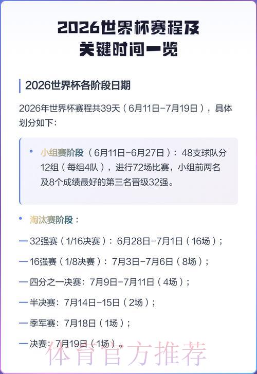 2026年世界杯赛程时间表及全程直播安排 2026年世界杯赛程时间表及全程直播安排