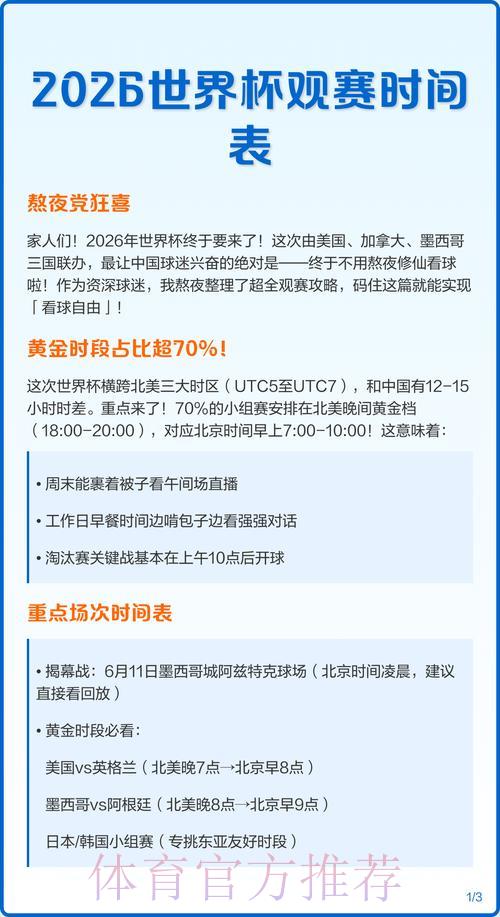 2026年世界杯赛事直播时间表 2026年世界杯赛事直播时间表